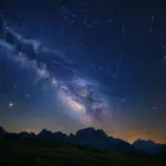Meravigliosa fotografia notturna di un cielo stellato con la Via Lattea e le costellazioni visibili.